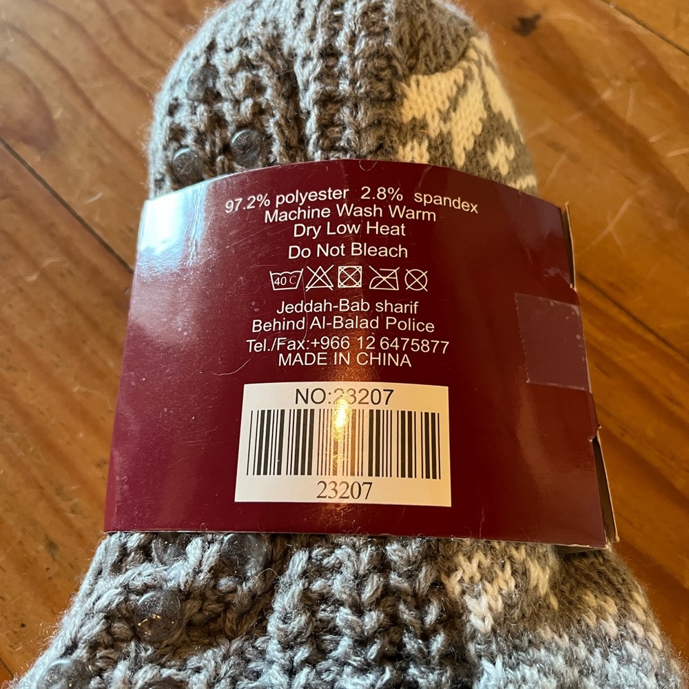 Gray and White Knit Sock Slippers - Picture 4 of 6